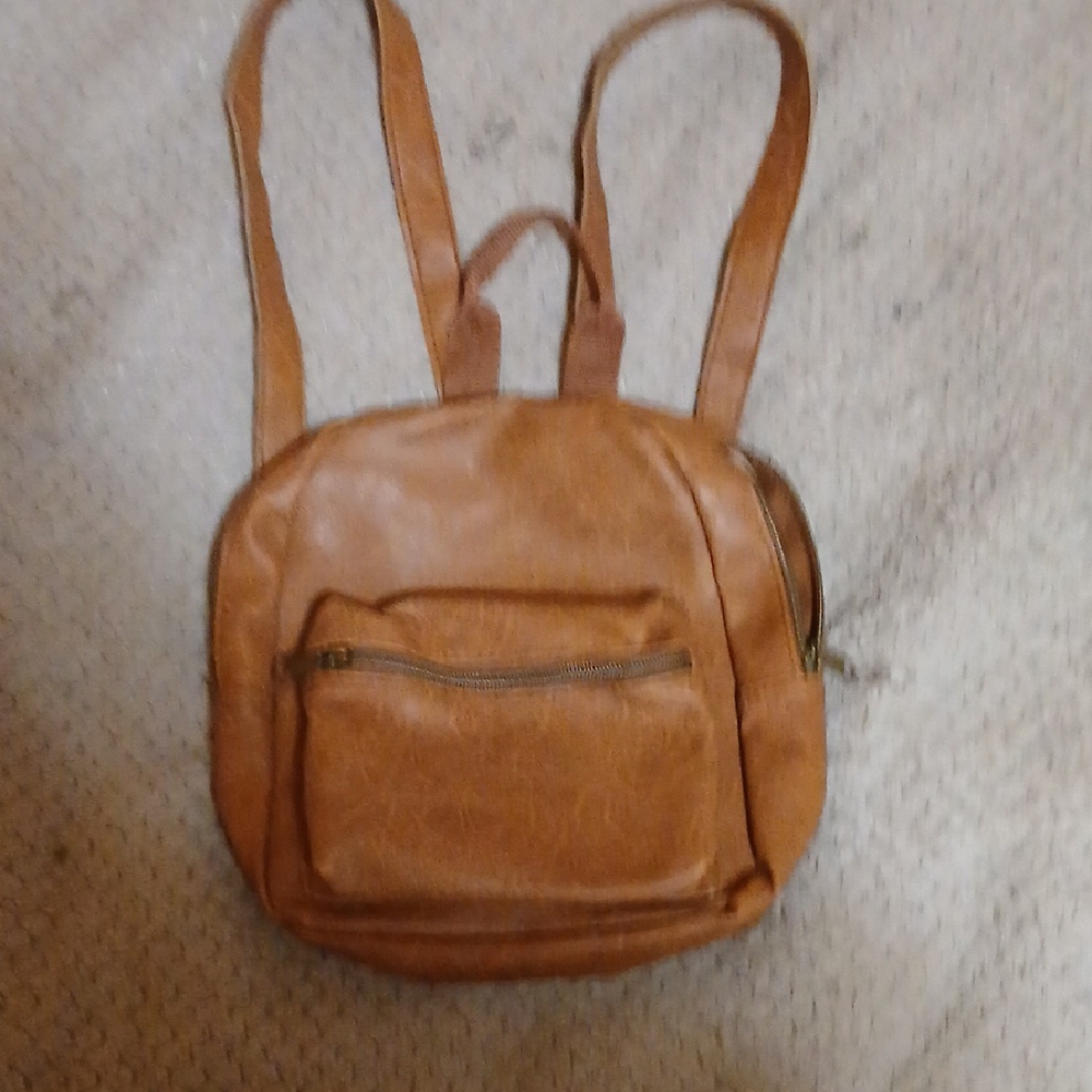 Brown Faux Leather Backpack